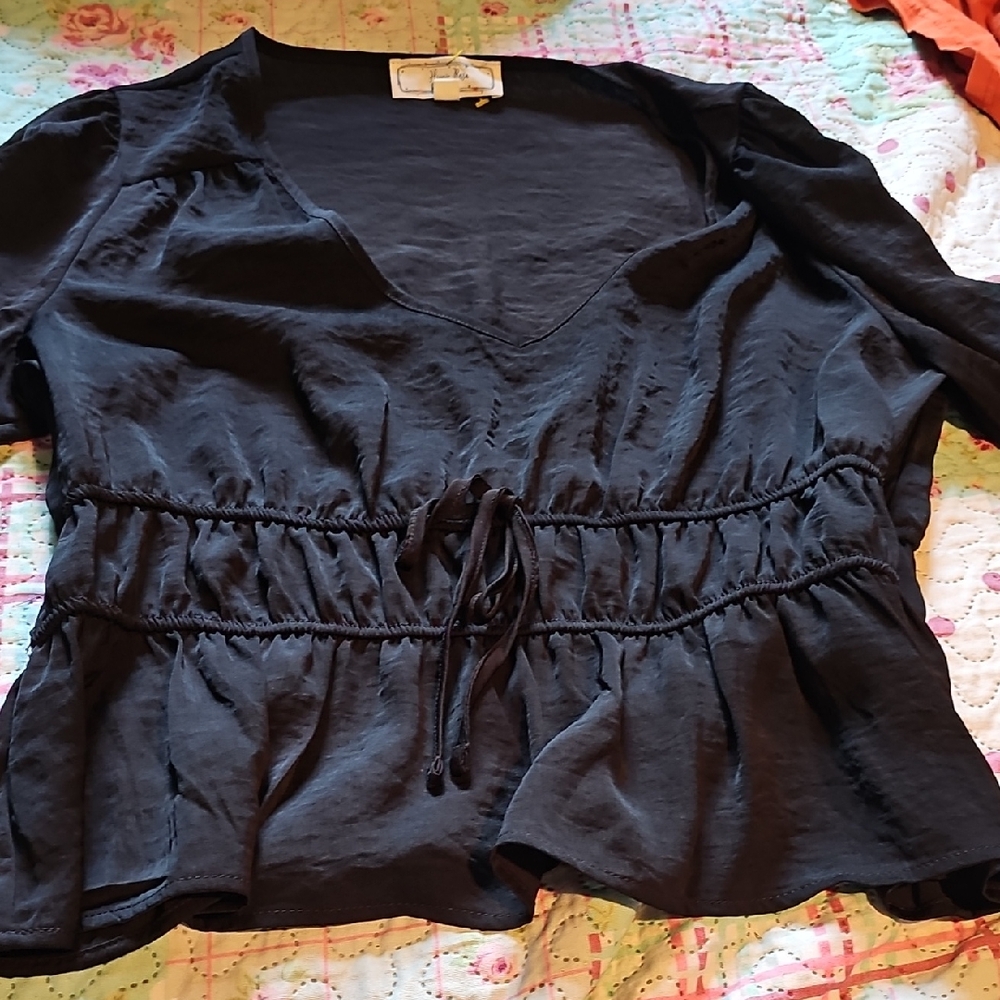 Hippie Rose Black V-Neck Blouse